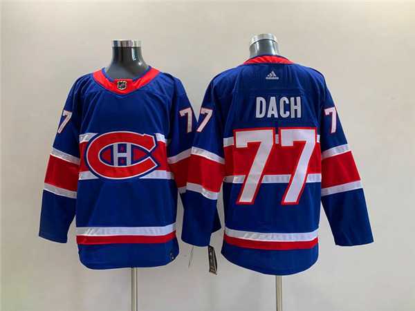 Mens Montreal Canadiens #77 Kirby Dach Blue Stitched Jersey->montreal canadiens->NHL Jersey